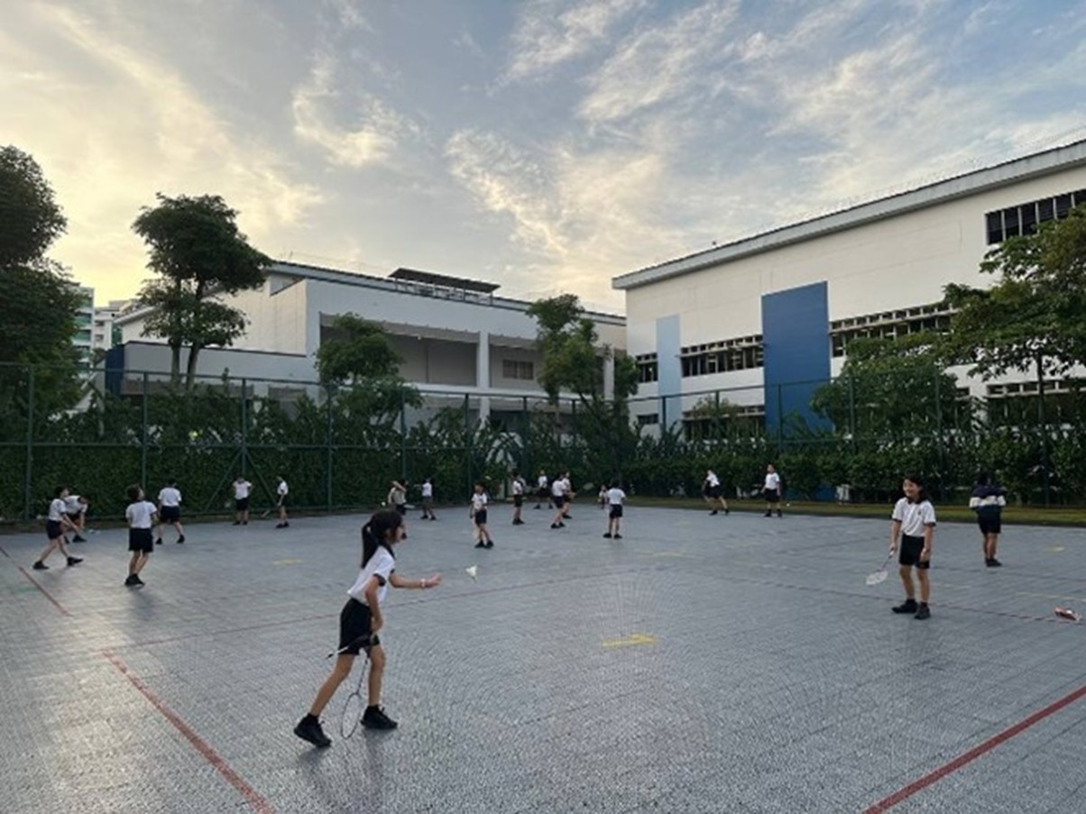Students playing Badminton during Recess Play